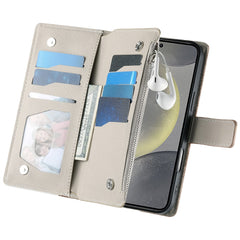 For Samsung Galaxy S25 FE Case Zipper Wallet Color Splicing Leather Flip Phone Cover with Straps