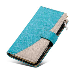 For Samsung Galaxy S25 FE Case Zipper Wallet Color Splicing Leather Flip Phone Cover with Straps