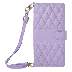 For Samsung Galaxy S25 FE Case Rhombus Stitching Wallet Stand Leather Phone Cover with Long  /  Short Strap