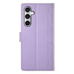 For Samsung Galaxy S25 FE Case Rhombus Stitching Wallet Stand Leather Phone Cover with Long  /  Short Strap