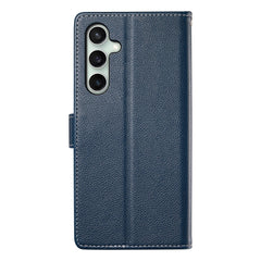 For Samsung Galaxy S25 FE Case Magnetic Snap Litchi Texture Leather Wallet Phone Cover with Wrist Strap