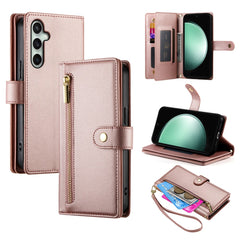 Étui portefeuille en cuir avec fermeture éclair et sangles pour Samsung Galaxy S25 FE 