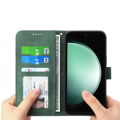 DIERFENG DF-03 For Samsung Galaxy S25 FE Case Lines Imprint Wallet Leather Phone Cover with Wrist Strap
