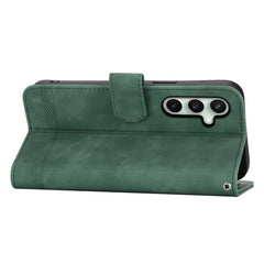 DIERFENG DF-03 For Samsung Galaxy S25 FE Case Lines Imprint Wallet Leather Phone Cover with Wrist Strap