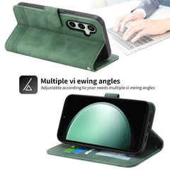 DIERFENG DF-03 For Samsung Galaxy S25 FE Case Lines Imprint Wallet Leather Phone Cover with Wrist Strap