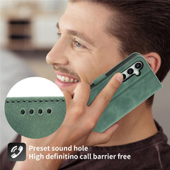 DIERFENG DF-03 For Samsung Galaxy S25 FE Case Lines Imprint Wallet Leather Phone Cover with Wrist Strap