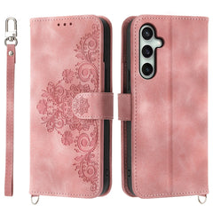 Étui portefeuille en cuir PU avec motif floral pour Samsung Galaxy S25 FE, avec sangle