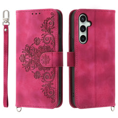 Étui portefeuille en cuir PU avec motif floral pour Samsung Galaxy S25 FE, avec sangle