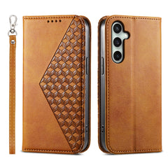 Für Samsung Galaxy S25 FE Hülle Kalbsleder Textur Brieftasche Handyhülle mit Handschlaufe 