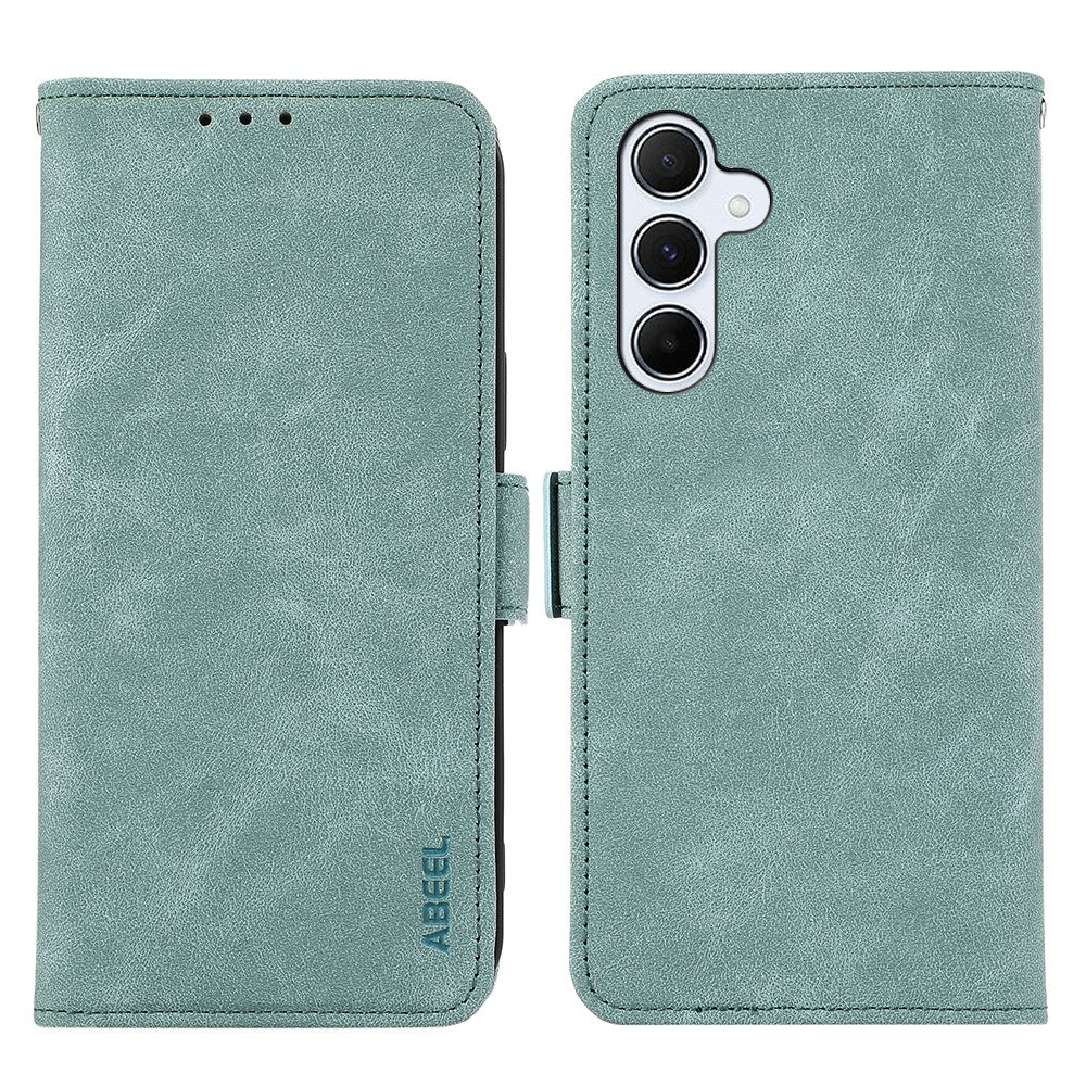 ABEEL For Samsung Galaxy S25 FE Case PU Leather Folio Stand View RFID Blocking Phone Cover