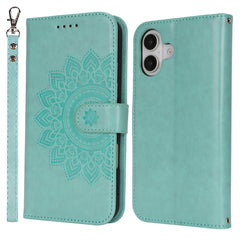 For iPhone 16 Stand Case Textured Leather Wallet Phone Cover with Strap