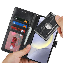 For Samsung Galaxy S24+ Stand Case Textured Leather Wallet Phone Cover with Strap