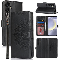 For Samsung Galaxy S24+ Stand Case Textured Leather Wallet Phone Cover with Strap
