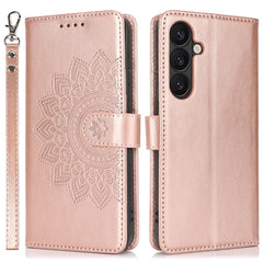 For Samsung Galaxy S24+ Stand Case Textured Leather Wallet Phone Cover with Strap