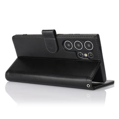 For Samsung Galaxy S24 Ultra Stand Case Textured Leather Wallet Phone Cover with Strap
