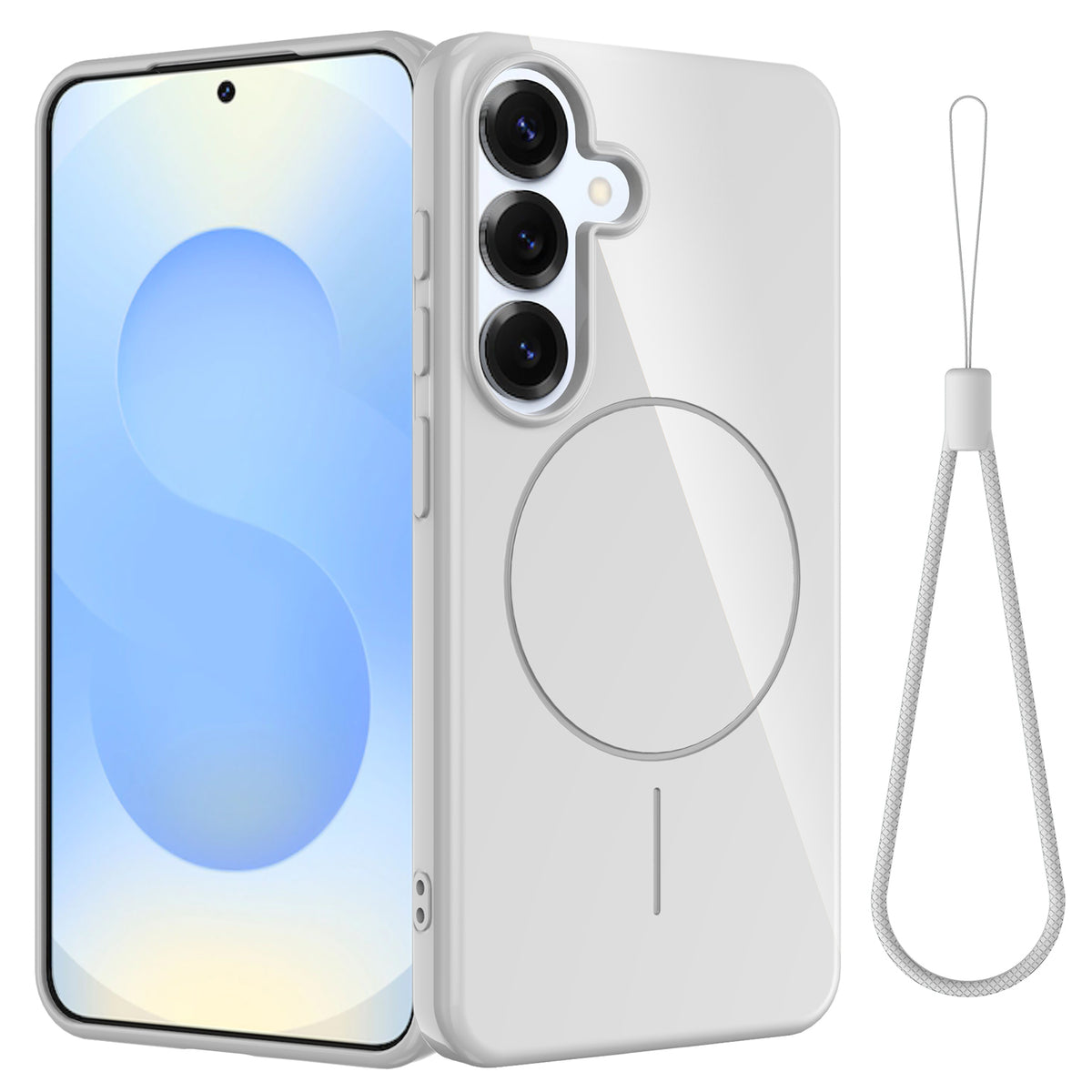 Für Samsung Galaxy S25 FE Magnetische Hülle Kompatibel mit MagSafe TPU Telefonrückseite mit Lanyard 