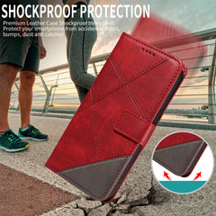 For Samsung Galaxy S25 FE Leather Case Geometric Line Design Wallet Phone Cover with Wrist Strap