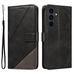 For Samsung Galaxy S25 FE Leather Case Geometric Line Design Wallet Phone Cover with Wrist Strap