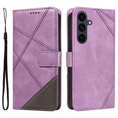 For Samsung Galaxy S25 FE Leather Case Geometric Line Design Wallet Phone Cover with Wrist Strap