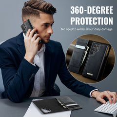 For Samsung Galaxy S22 Ultra 5G Case CASEME C49 Compatible with MagSafe RFID Blocking Detachable Wallet Leather Phone Cover