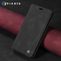 Étui portefeuille en cuir pour Samsung Galaxy S25 FE YIKATU YK-004, toucher peau 
