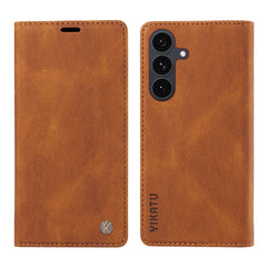 Étui portefeuille en cuir pour Samsung Galaxy S25 FE YIKATU YK-004, toucher peau 
