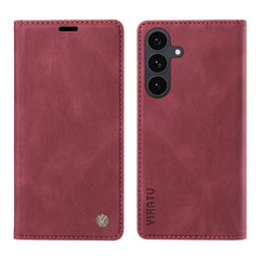 Étui portefeuille en cuir pour Samsung Galaxy S25 FE YIKATU YK-004, toucher peau 