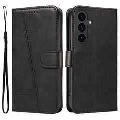 Étui portefeuille en cuir avec support pour Samsung Galaxy S25 FE, lignes en forme de T 