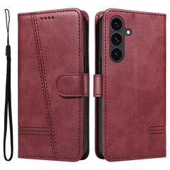 Étui portefeuille en cuir avec support pour Samsung Galaxy S25 FE, lignes en forme de T 