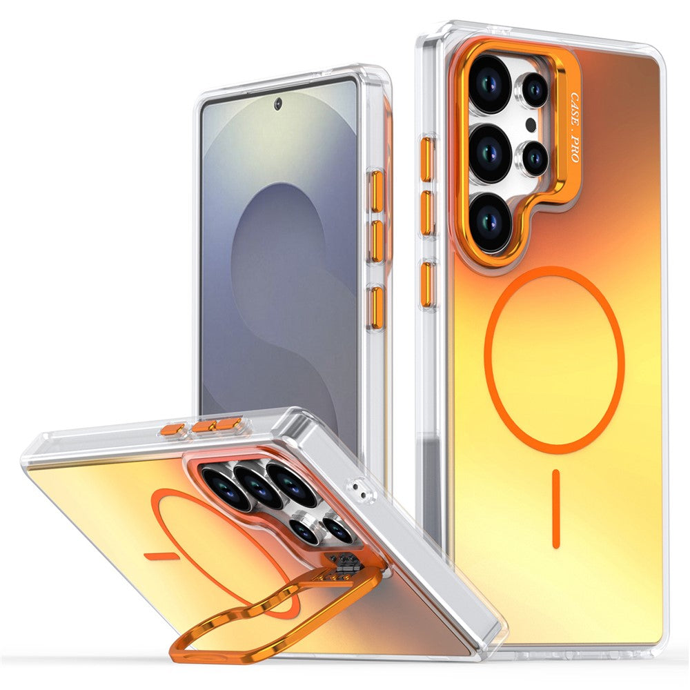 For Samsung Galaxy S23 Ultra Case Compatible with MagSafe TPU + Acrylic Gradient Phone Cover with Kickstand