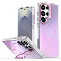For Samsung Galaxy S24 Ultra Case Compatible with MagSafe TPU + Acrylic Gradient Phone Cover with Kickstand