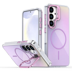 For Samsung Galaxy S25+ Case Compatible with MagSafe TPU + Acrylic Gradient Phone Cover with Kickstand