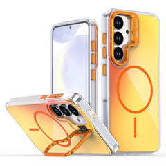 For Samsung Galaxy S25+ Case Compatible with MagSafe TPU + Acrylic Gradient Phone Cover with Kickstand