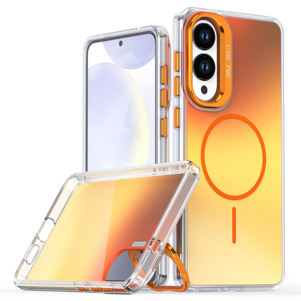 For Samsung Galaxy S25 Edge Case Compatible with MagSafe TPU + Acrylic Gradient Phone Cover with Kickstand