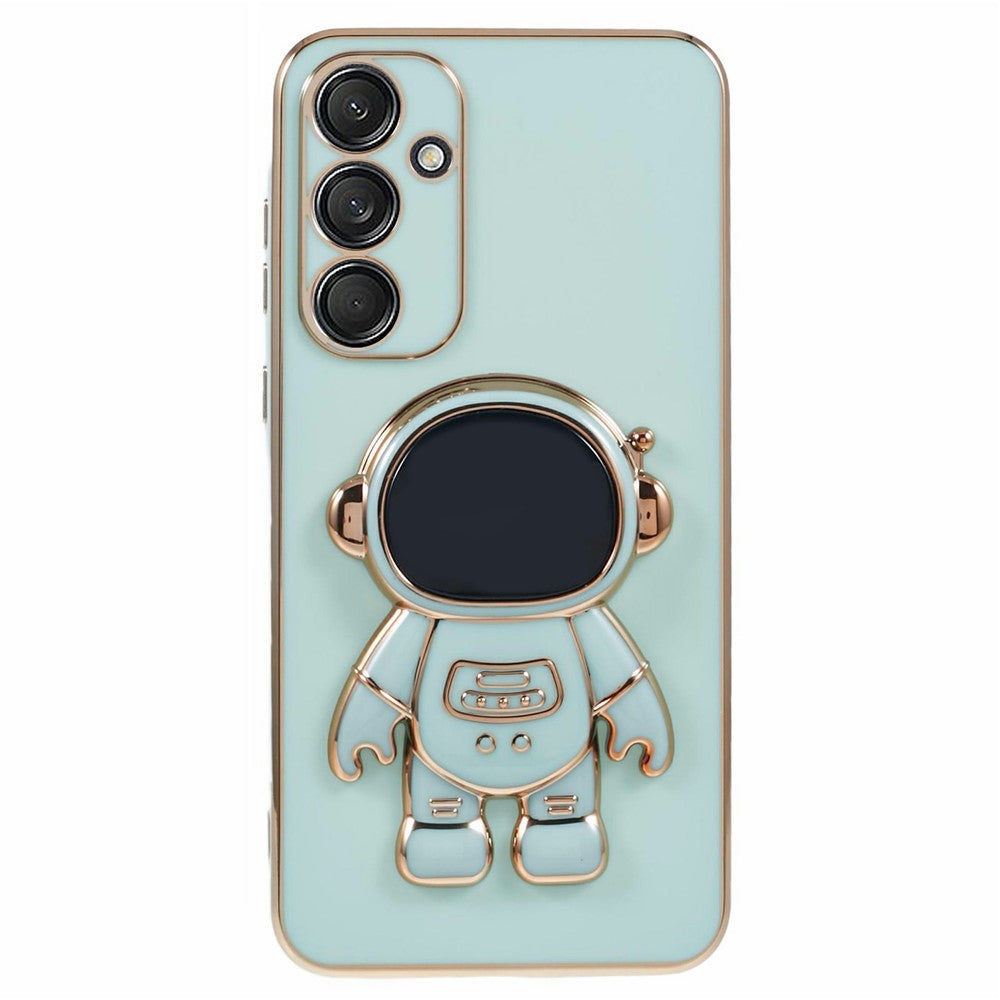 For Samsung Galaxy S23 FE Case Electroplating Soft TPU Phone Cover Astronaut Hidden Kickstand - TechGearPal