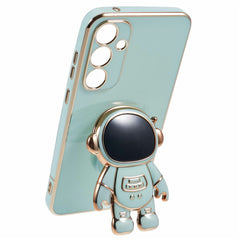 For Samsung Galaxy S23 FE Case Electroplating Soft TPU Phone Cover Astronaut Hidden Kickstand