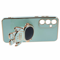 For Samsung Galaxy S23 FE Case Electroplating Soft TPU Phone Cover Astronaut Hidden Kickstand