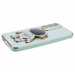 For Samsung Galaxy S23 FE Case Electroplating Soft TPU Phone Cover Astronaut Hidden Kickstand
