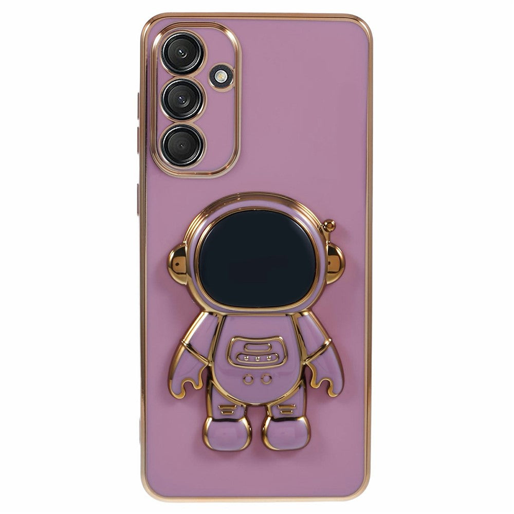 For Samsung Galaxy S23 FE Case Electroplating Soft TPU Phone Cover Astronaut Hidden Kickstand