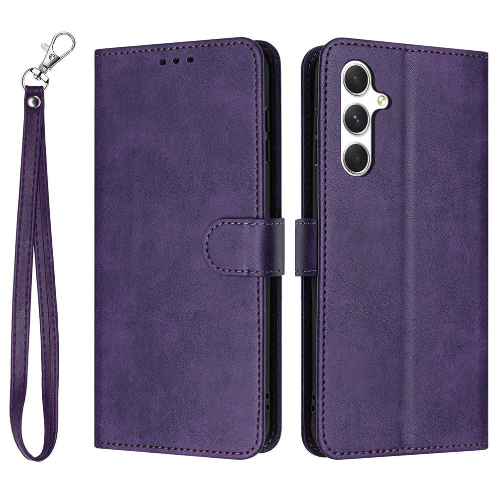 Étui portefeuille à rabat en cuir PU avec dragonne pour Samsung Galaxy S25 FE 