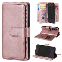 Für Samsung Galaxy S25 FE Ledertasche mit 10 Kartenhalter Telefonabdeckungsständer 