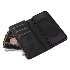 For Samsung Galaxy S25 FE Leather Case with Strap Zipper 9 Card Slot Phone Cover Stand