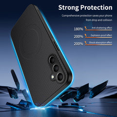 For Samsung Galaxy S24+ Magnetic Case WANLONFENG TQ1 Series Carbon Fiber Texture PC TPU Phone Cover with 2Pcs Screen Films