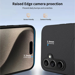 For Samsung Galaxy S24+ Magnetic Case WANLONFENG TQ1 Series Carbon Fiber Texture PC TPU Phone Cover with 2Pcs Screen Films