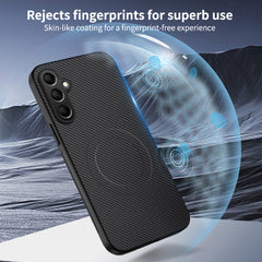 For Samsung Galaxy S24+ Magnetic Case WANLONFENG TQ1 Series Carbon Fiber Texture PC TPU Phone Cover with 2Pcs Screen Films