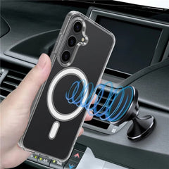 For Samsung Galaxy S24+ Clear Case WANLONFENG LM1 Series Compatible with MagSafe with 2Pcs Screen Films (Big Lens Hole)