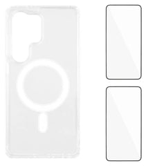 For Samsung Galaxy S25 Ultra Clear Case WANLONFENG LM1 Series Compatible with MagSafe with 2Pcs Screen Films (Big Lens Hole)