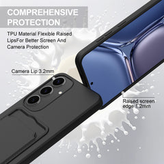Coque arrière en silicone liquide pour Samsung Galaxy S25 avec porte-cartes et dragonne courte 
