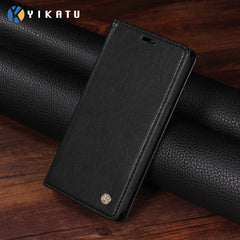 For Samsung Galaxy S25 FE Wallet Case YIKATU YK-006 Magnetic Closure Leather Phone Cover Litchi Texture