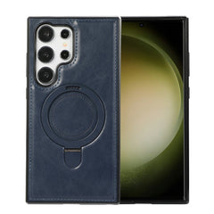 For Samsung Galaxy S24 Ultra Case Magnetic Kickstand PU Leather Coated PC + TPU Phone Cover